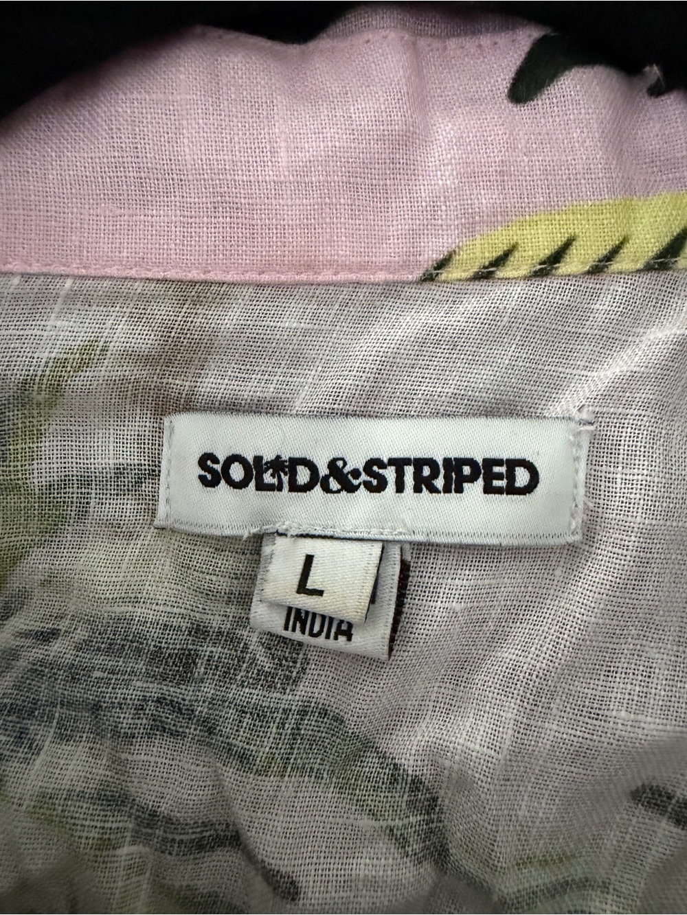 Solid & Striped Palm Tree Linen Shirt Pink Men’s Large Resort Hawaiia - Picture 4 of 6